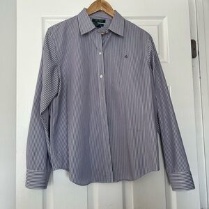 Ralph Lauren Purple, Black, and White Striped Shirt
